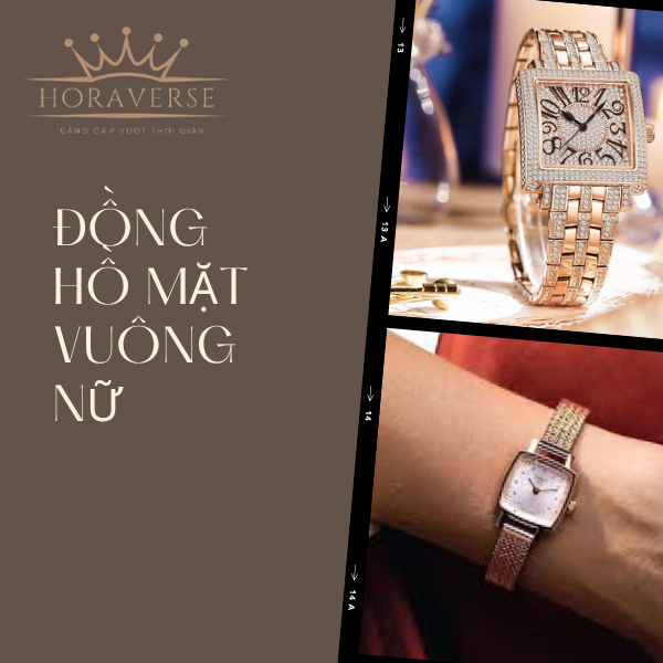 đồng hồ mặt vuông nữ cao cấp
